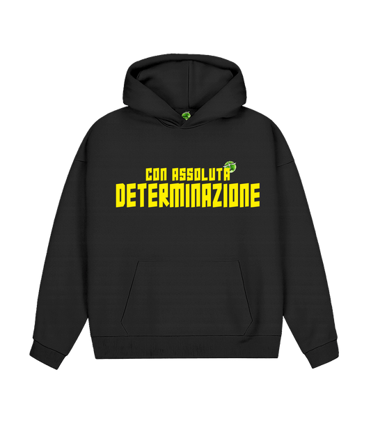 FELPA CAPPUCCIO DETERMINAZIONE NERA LA ZANZARA