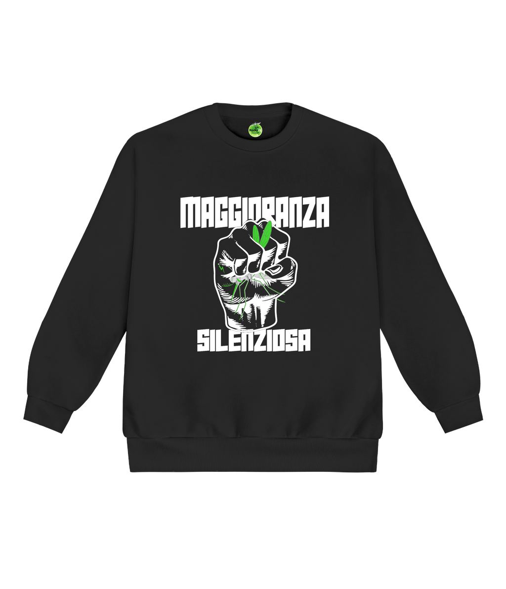 FELPA GIROCOLLO MAGGIORANZA SILENZIOSA NERA LA ZANZARA