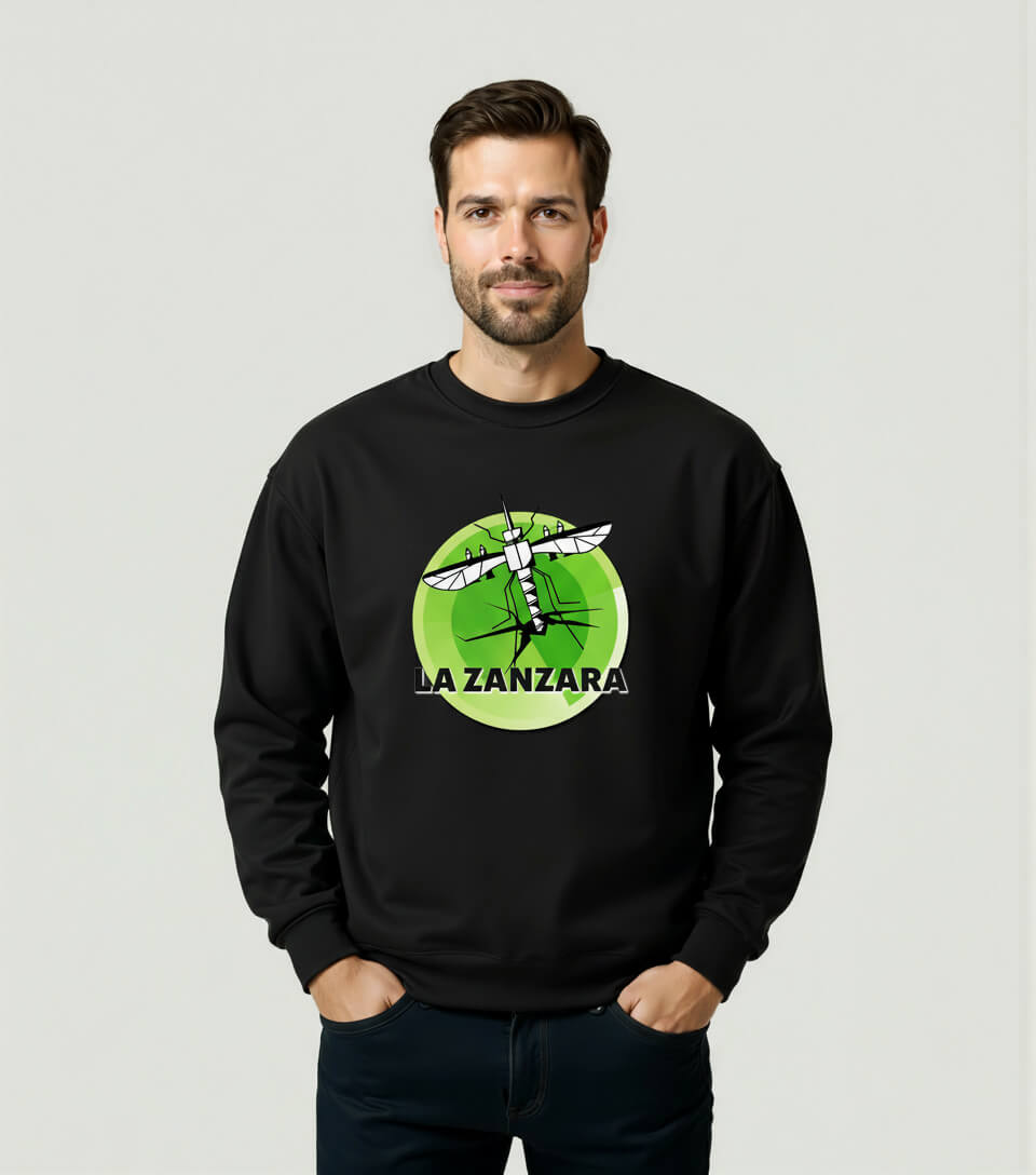 FELPA GIROCOLLO LOGO NERA LA ZANZARA