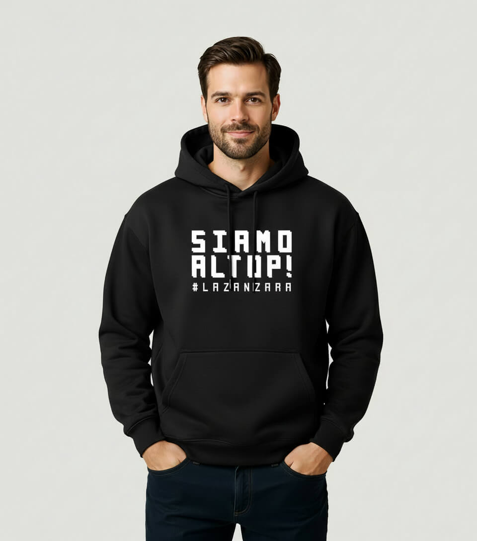 FELPA CAPPUCCIO SIAMO AL TOP NERA LA ZANZARA