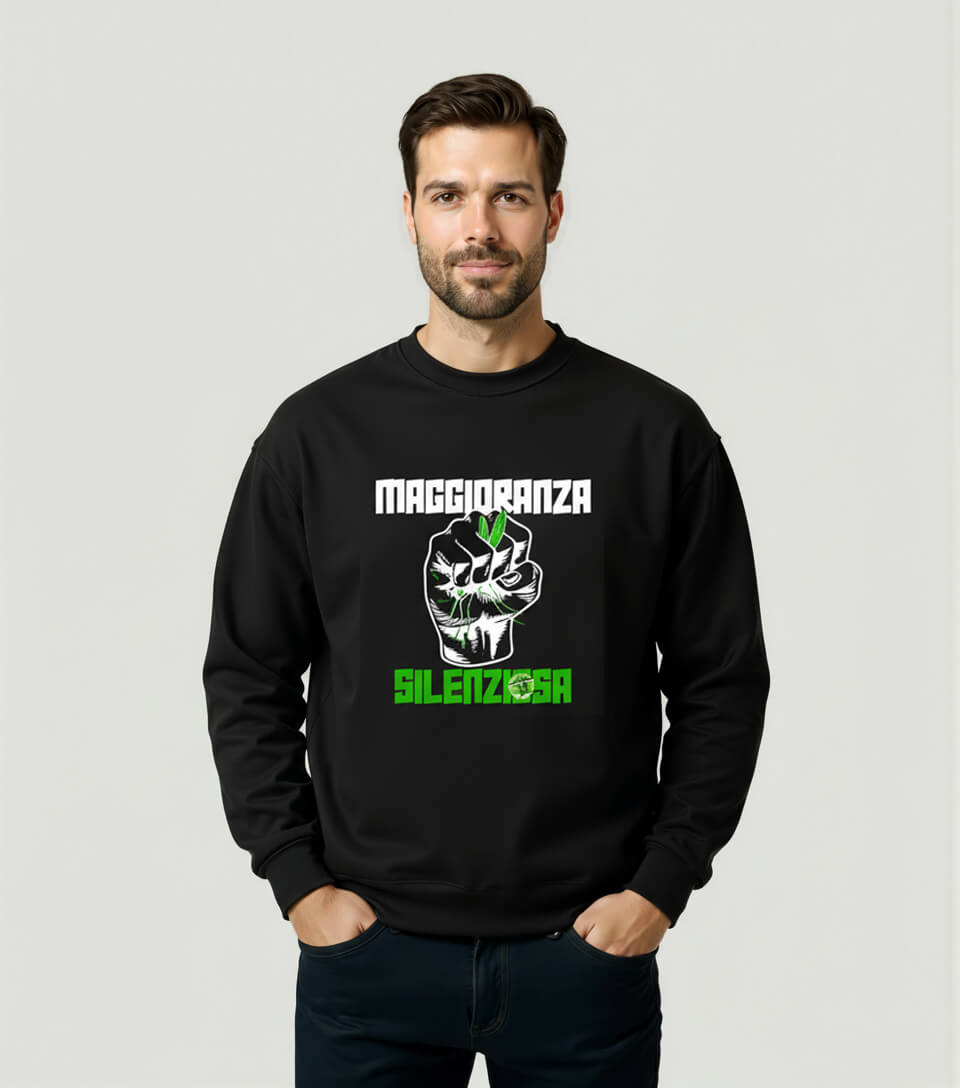 FELPA GIROCOLLO MAGGIORANZA SILENZIOSA NERA LA ZANZARA