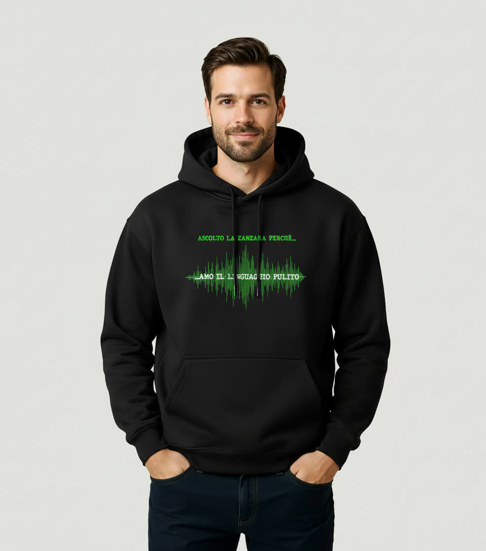 FELPA CAPPUCCIO PULITO NERA LA ZANZARA